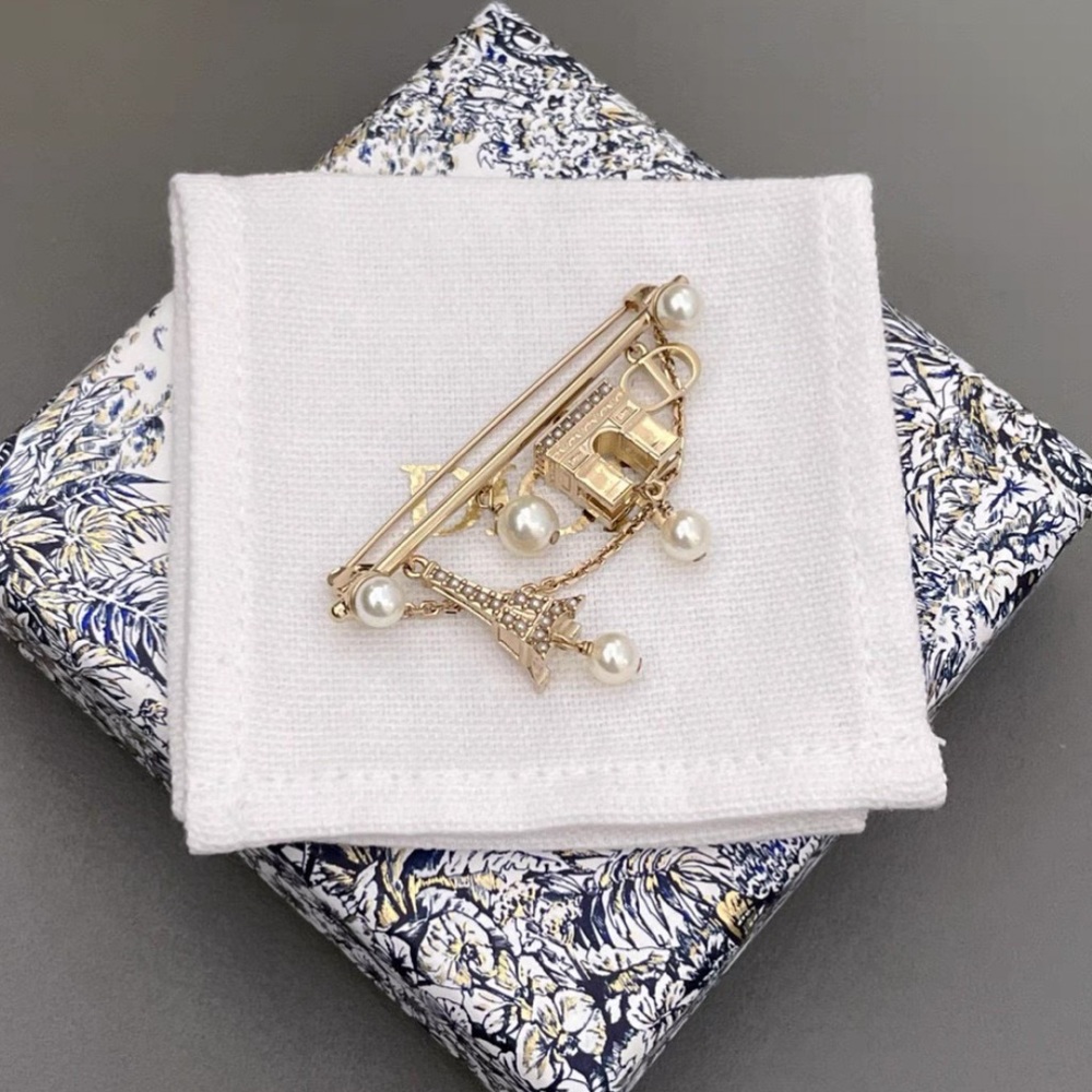 Dior Gold and Pearl Brooch